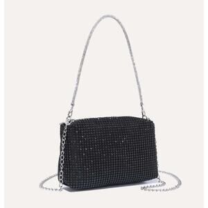 Women’s Black Metallic Rhinestone Evening Purse - Gift